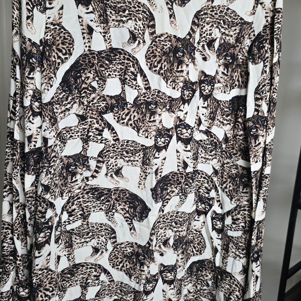 H&M Bengal Cat Print Novelty Dress Long Sleeve Animal Print EU 40 US 10 - Picture 4 of 16